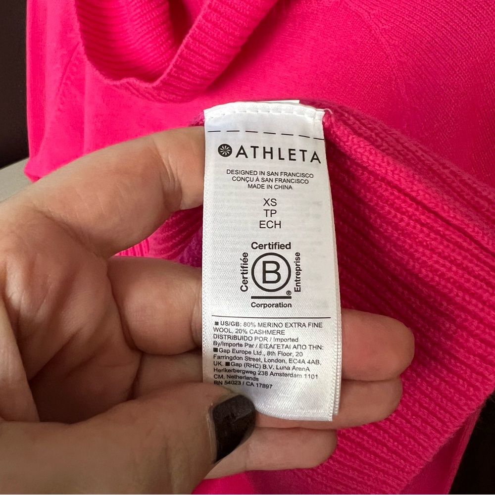 Athleta Wool Cashmere Aspen Turtleneck Sweater Pink XS - Picture 7 of 9
